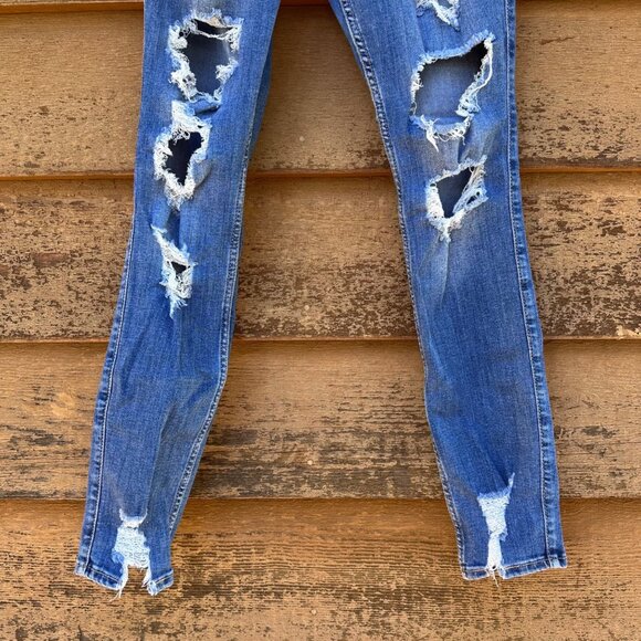 Hollister Curvy Ultra High-Rise Super Skinny Womens Ripped Blue Jeans W28 L30 Si - Picture 5 of 12